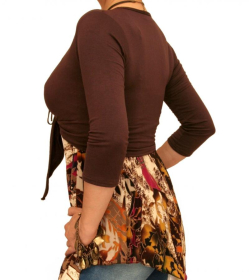 Brown Three Quarter Sleeve Shrug