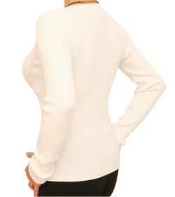 Ivory Ribbed Scoop Neck Jumper