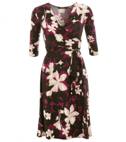 Plum Floral Print Wrap Dress