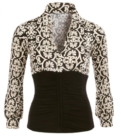 Black and Ivory Printed Corset Top