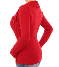 Red Asymmetrical Button Detail Jumper