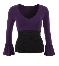 Purple V Neck Bell Sleeve Top