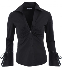 Black Bell Sleeve Fitted Shirt