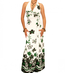 Green and White Floral Maxi Dress