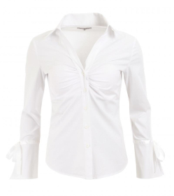 White Bell Sleeve Fitted Shirt