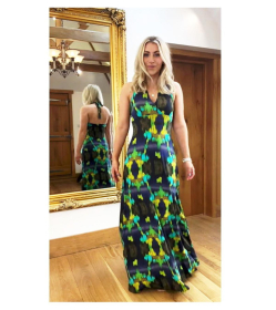 Blue and Turquoise Halter Maxi Dress