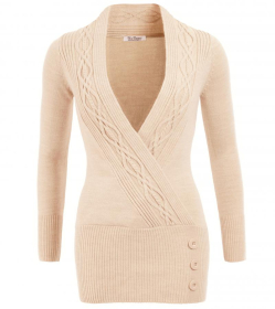 Beige Cable Knit Wrap Tunic Jumper