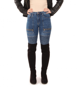 Denim Biker Style Super-Skinny Jeans