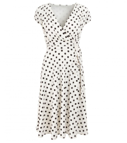 Ivory Polka Dot Fit and Flare Dress