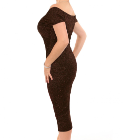 Bronze Sparkle Bardot Dress