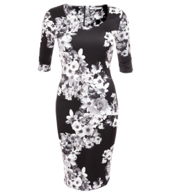 Black and White Floral Shift Dress