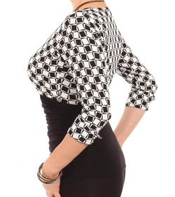 Black and Ivory V Neck Top