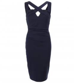 Navy Blue Cross Front Body-Con Dress