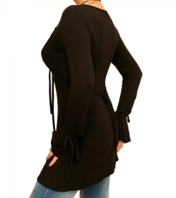 Black Coin Trim Tunic Top