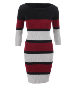 Burgundy Striped Jumper Dress