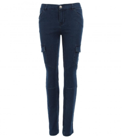 Denim Blue Skinny Combat Stretchy Trousers