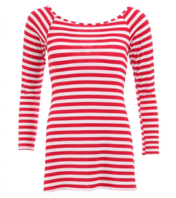 Red Striped Slash Neck Tunic Top