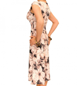 Pink Floral Sweetheart Neckline Dress