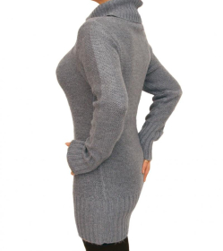 Grey Cable Knit Long Jumper