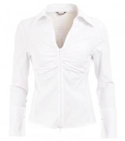 White Zip Up Fitted Stretchy Shirt
