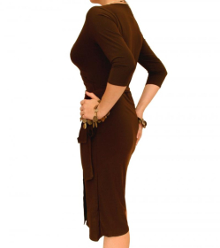 Brown Elegant Wrap Dress