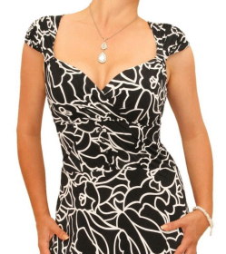 Black and White Squiggle Print Sweetheart Dress