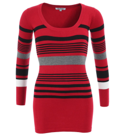 Red Striped Scoop Neck Jumper