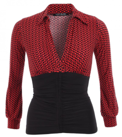 Black and Red Spot Printed Corset Top