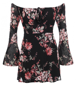 Floral Bardot off the Shoulder Bell Sleeve Top