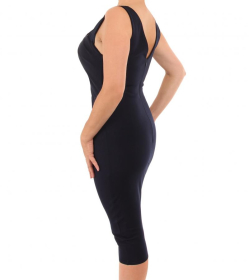 Navy Blue Cross Front Body-Con Dress