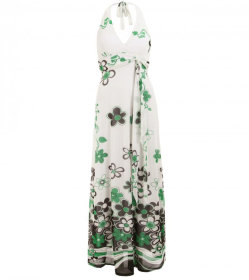 Green and White Floral Maxi Dress