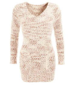 Beige and Ivory Marl Chunky Knit Jumper