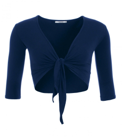 Navy Blue Three Quarter Sleeve Shrug