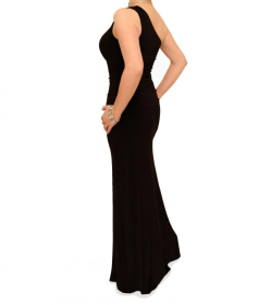 Black One Shoulder Long Evening Dress