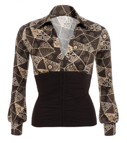 Black Geometric Print Corset Top