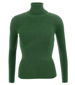 Forest Green Polo Neck Clingy Jumper
