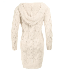 Oatmeal Cable Knit Hooded Cardigan