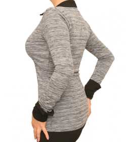 Grey and Black Marl Mock Wrap Top
