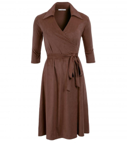Chocolate Brown Faux Suede Wrap Dress