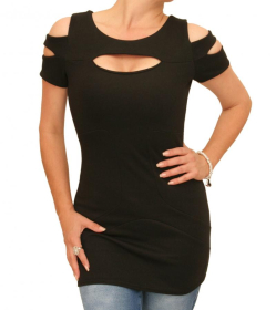 Black Slash Front Tunic Top