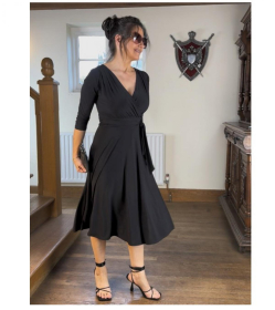 Black Fit & Flare Tie Detail Dress