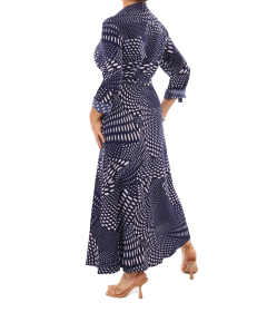 Navy Blue Button Through Midi Shirt Dress