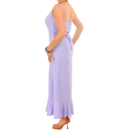 Lilac Button Through Dip Hem Dress