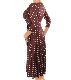 Brown and Ivory Spot Print Fit & Flare Dress