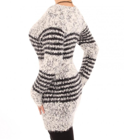 Grey and Black Striped Chunky Knit Jumper