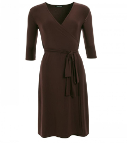 Brown Elegant Wrap Dress