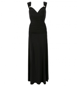 Black Crystal Diamante Maxi Dress