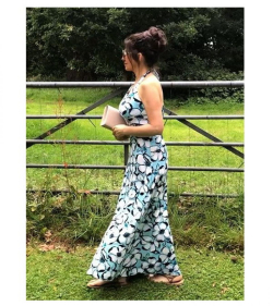 Blue and White Floral Maxi Dress