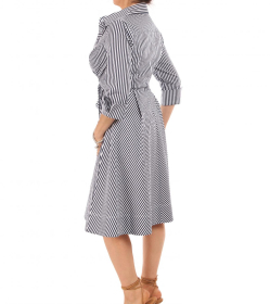 Navy and White Striped Cotton Skater Dress