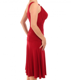 Red Crystal Diamante One Shoulder Cocktail Dress